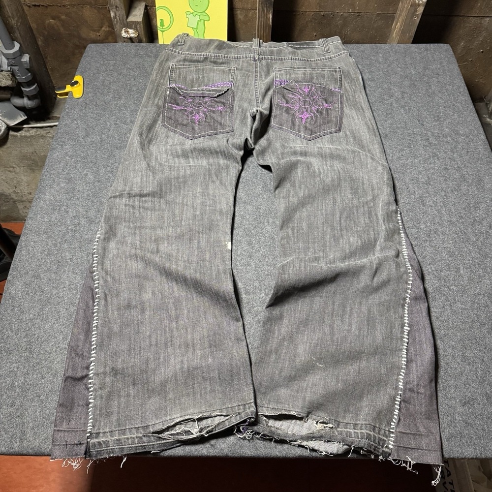 VTG Y2K PJ Mark Upcycled‎ Flare Jeans Mens 38 Grunge Rave Distressed Goth Punk